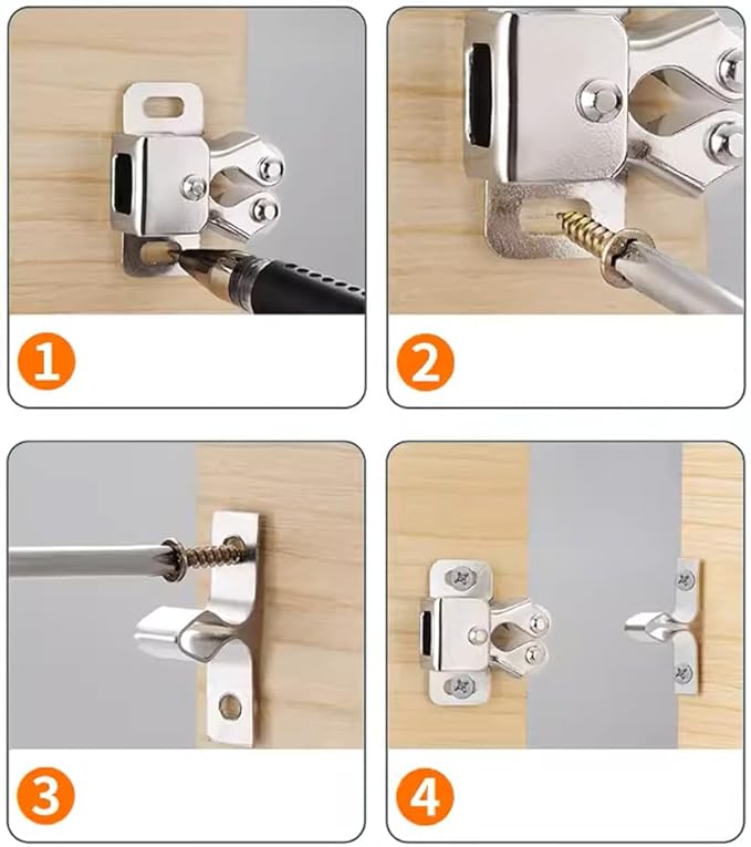 6 Pack Cabinet Latch - Double Roller Catch Hardware for Cupboard Closet Kitchen Cabinet Door Latches and RV Cabinet,Bronze