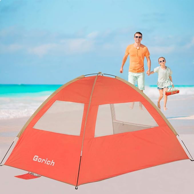 Gorich Beach Tent Sun Shelter for 3/4-5/6-7/8-10 Person with UPF 50+ UV Protection, Lightweight & Easy Setup Beach Shade Canopy, Portable Beach Shade Tent Beach Cabana