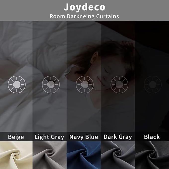 Joydeco White Blackout Curtains 96 Inches Long for Bedroom, Curtains 96 Inch Length 2 Panels Set, Room Darkening Curtains & Drapes for Living Room Window (W52 x L96 Inch, Greyish White)