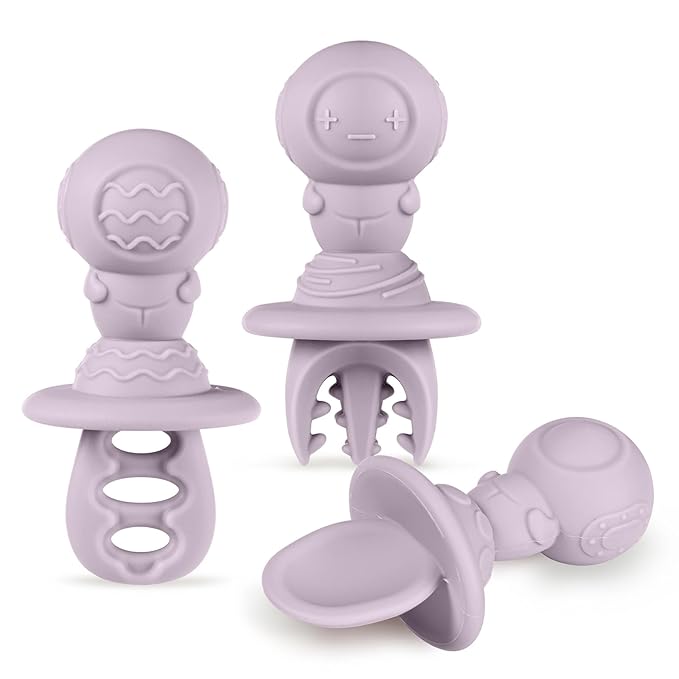 Haakaa Astronaut Beginner Silicone Cutlery Set β Toddler Spoons Self Feeding 6+Months, Baby Led Weaning Supplies, Easy Grip Toddler Utensils, Baby Feeding Essentials