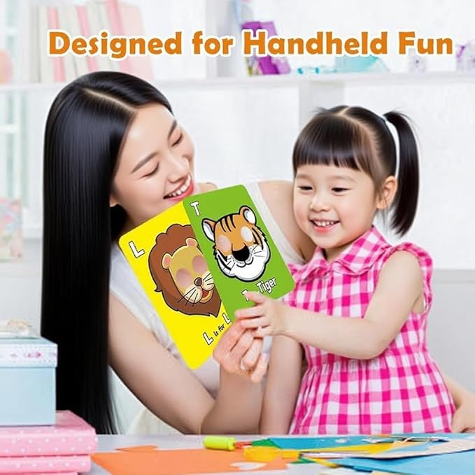26 PCS Alphabet ABC Flash Cards with Animal Masks, Alphabet mask Cards, Giant Letter ABC Animal Faces Flash Learning Flashcards, Interactive Education Games, Learn Letters (Multicolor, 3Pcs)