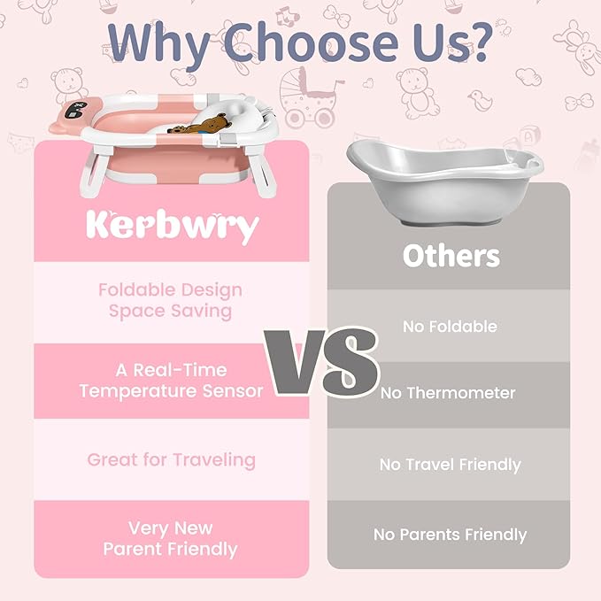 Collapsible Baby Bathtub for Newborn to Toddler (0-18 Month) - Portable Baby Bath Tub for Travel, Newborn Bathtub with Soft Towel and Floating Cushion (Pink)