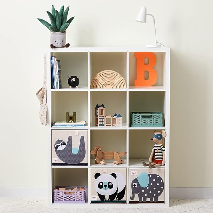 3 Sprouts Toy Storage Organizer: Toy Box Cube Organizer for Playroom, Nursery - Foldable Storage Bin - Elephant