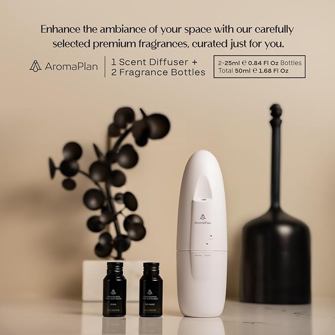 AromaPlan Authentic 2025 Upgraded Plug in Waterless Diffuser (2 Fragrances Included) -Cold Air & Nanotechnology Diffusers for Home & Office- Silent Wall Diffuser Plug in (1 Device +2 Scents)