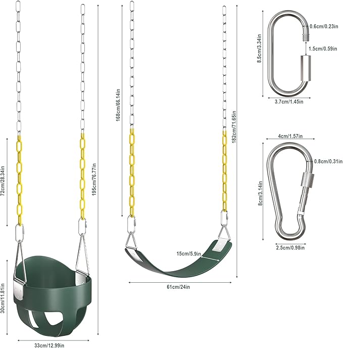 AGPTEK Toddler Swing Heavy Duty Bucket With Adjustable Rope - Cute Shape, 250 LB and 150 LB Capacity - Green