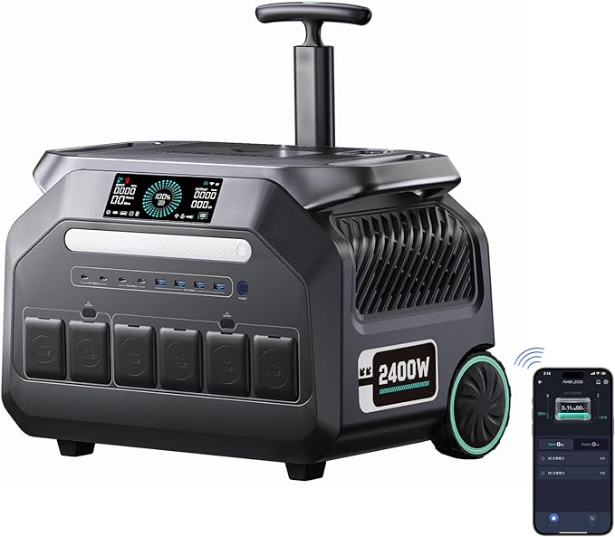 IEE P2400 Solar Generator,2400W/2048Wh Solar power station,1800W Super Fast Charging, LiFePO4 (LFP) Battery,APP Control Emergency Power Station for Home, Camping, RV and Power Outages