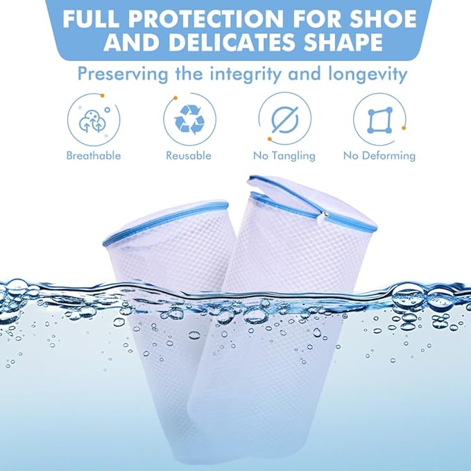 2 Pack Shoes Wash Bags,Shoe Washing Machine Bag,shoe laundry bag for washing machine,Honeycomb Mesh Laundry Bags with Zipper for Sneakers,Running Shoes,Sock,Bras,Delicates and Toys(14 in x 7.8 in)