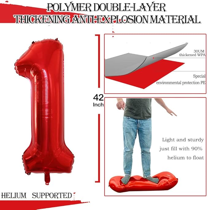 GOER Number 18 Balloons for 18th Birthday Sweet 18 Party Decorations,42 Inch Jumbo Foil Helium 81 Balloons for 81st Birthday Party Decoration (Red)