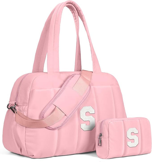 Gifts for Women Unique-Duffle Bag for Travel, Weekender Bags for Women,Initial Overnight Bag with Wet Pocket,Lightweight Travel Bags Personalized Gym Tote with Makeup Pouch