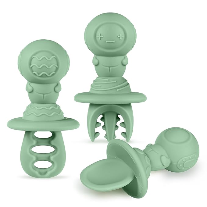 Haakaa Silicone Baby Spoons Self Feeding 6 Months β Baby Utensils with Anti-Choke Astronaut Handle, Easy-Grip, Gum-Friendly, Durable & Safe β Baby Spoons for BLW & First Stage Feeding