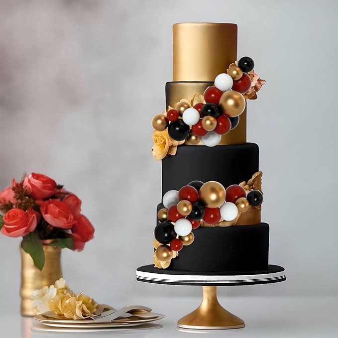 75 Pieces Cake Balls Topper Decorations Foam Cupcake Topper Mini Balloon Cake Topper Picks for Deco Birthday Party Wedding(Black, Red, Gold, White)