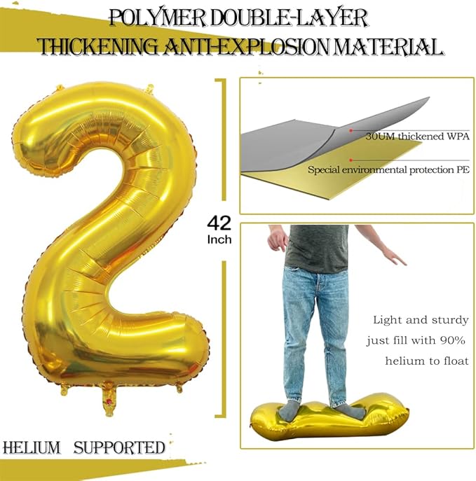 GOER Number 28 Balloons for 28th Birthday Party Decorations,42 Inch Jumbo Foil Helium 82 Balloons for 82nd Birthday Party Decoration (Gold)