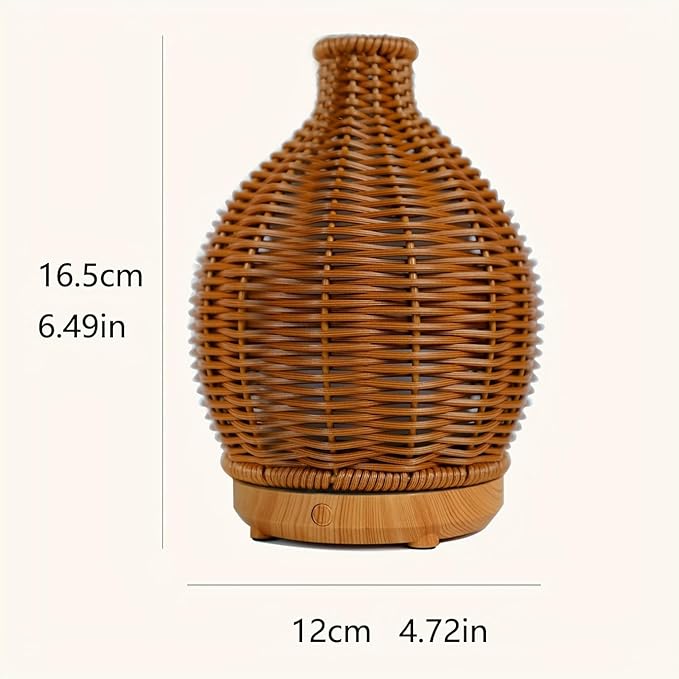 Aromatherapy Essential Oil Diffuser Rattan Woven Aroma Diffuser with Warm Light 80ML Cool Mist Humidifier Waterless Auto Shut-off for Home,Baby Bedroom,Office