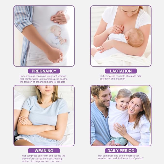 Hot/Cold Breast Gel Bead Ice Packs Breast Cooling/Heat Pads Relief for Breastfeeding, Nursing Pain, Mastitis, Engorgement, Swelling, Plugged Ducts | Boost Milk Let-Down & Production,2 Pack (Purple)