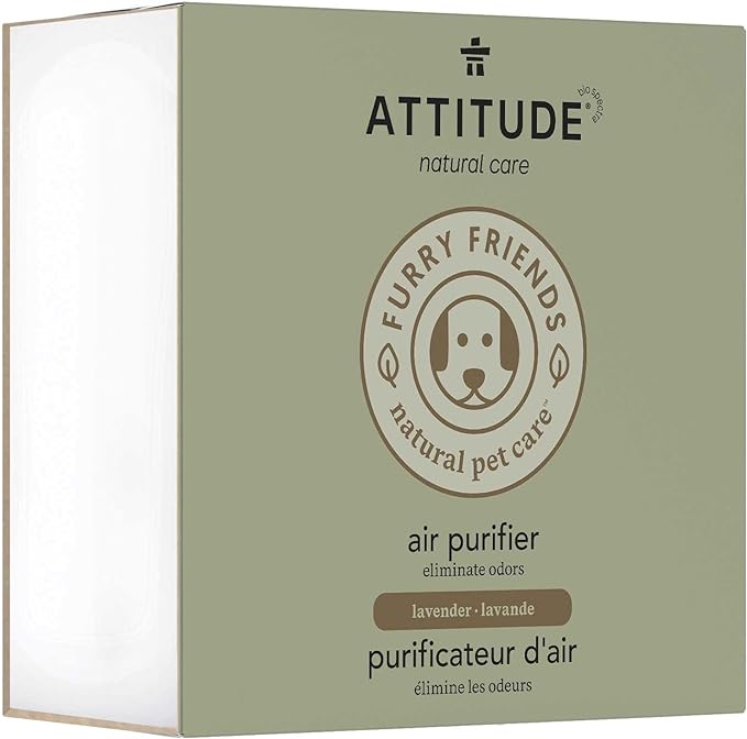 ATTITUDE Air Purifier with Activated Carbon Filter, Plant- and Mineral-Based Ingredients, Traps Pet Odors and Pollutants, Vegan and Cruelty-free, Lavender, 8 Ounces