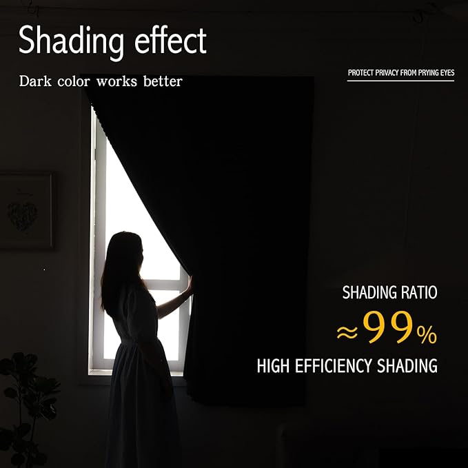 Adhesive Blackout Curtains- Self Stick Shades Window Blinds Curtains No Rod Needed Easy to Hang Curtains, Use for Bedroom, Living Room, Dining Room, Kitchen, Home Office, 35"W X 71"L, Black, 1 Panel