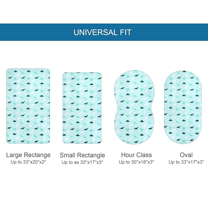 Bassinet Sheet 4 Pack for Baby Boys or Girls, Bassinet Sheets Ultra Soft Universal Fit for Most Rectangle, Oval, Hourglass Bassinet Mattress, Bassinet Sheets, Aqua