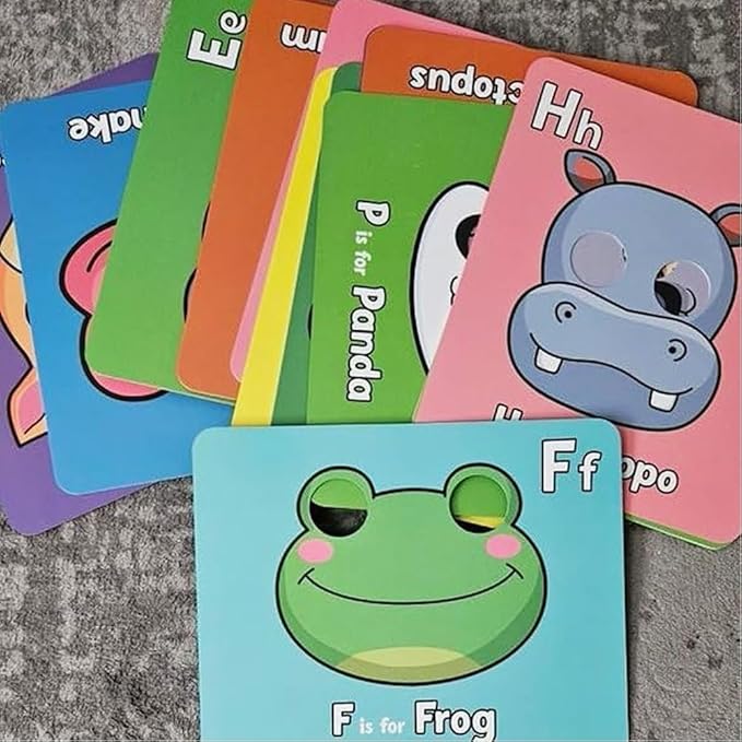26 PCS Alphabet ABC Flash Cards with Animal Masks, Alphabet mask Cards, Giant Letter ABC Animal Faces Flash Learning Flashcards, Interactive Education Games, Learn Letters (Multicolor, 3Pcs)