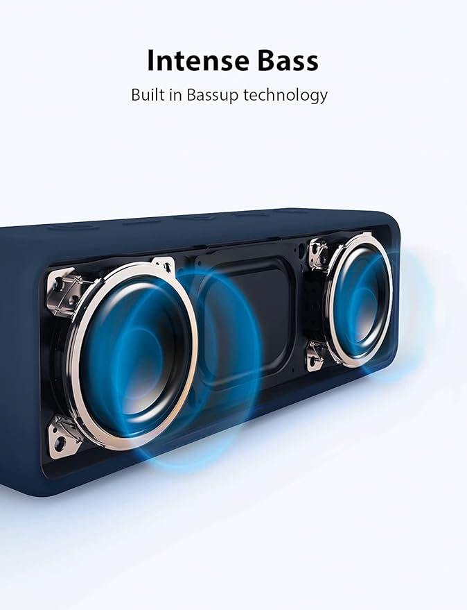 Anker Soundcore 2, 12W Dual-Driver, Portable Bluetooth Speakers for Daily Use, and Wireless, 24-Hour Playtime, IPX7 Water Resistant, Built in Mic, 66 ft Bluetooth Range- Navy Blue