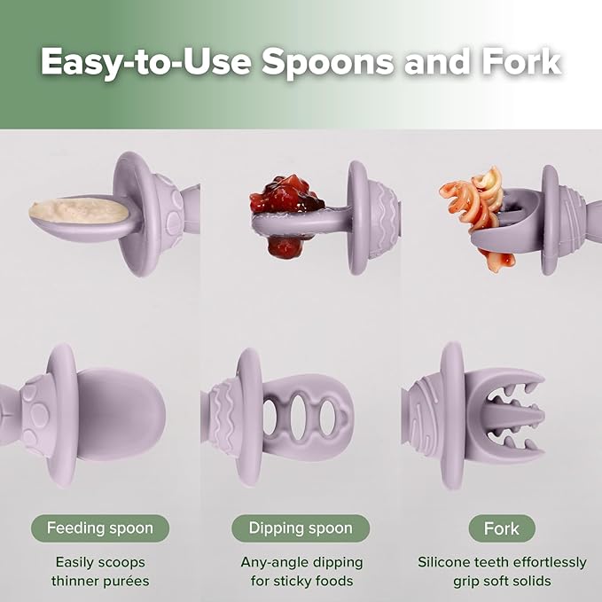 Haakaa Astronaut Beginner Silicone Cutlery Set β Toddler Spoons Self Feeding 6+Months, Baby Led Weaning Supplies, Easy Grip Toddler Utensils, Baby Feeding Essentials