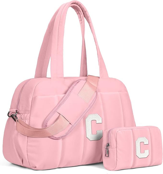 Gifts for Daughter, Duffle Bag for Travel, Weekender Bags for Women,Initial Overnight Bag with Wet Pocket,Lightweight Travel Bags Personalized Gym Tote with Makeup Pouch