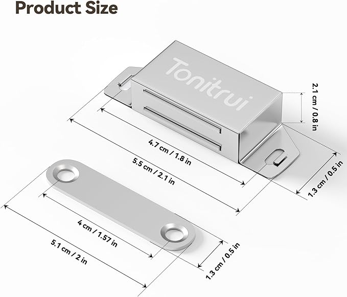 Cabinet Door Magnet, Flat Bottom Cabinet Magnetic Catch with Adhesive, 35lb Magnetic Cabinet Door Drawer Latch (Sliver, 20Pack)