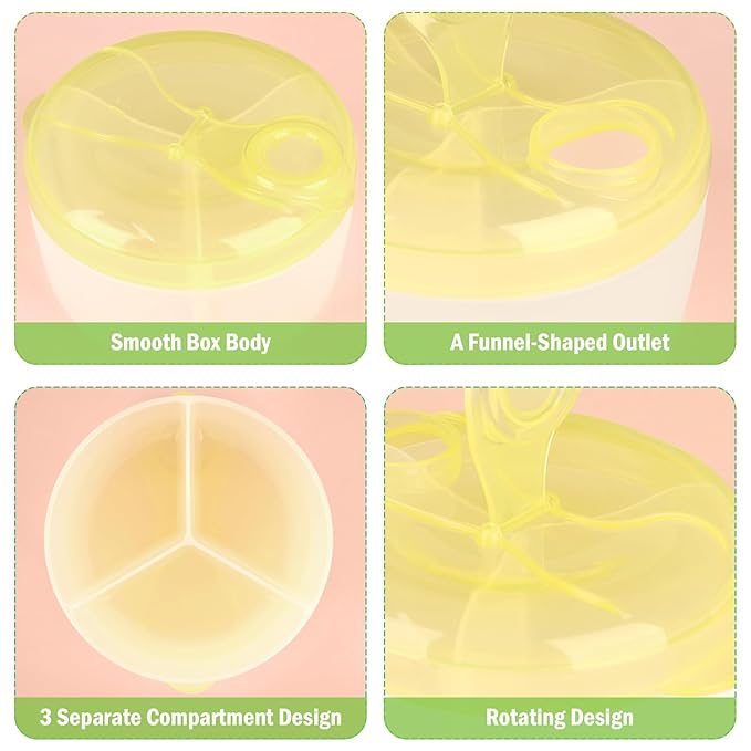 Accmor Baby Formula Dispenser On The Go, Formula Container to Go, Non-Spill Rotating Three-Compartment Formula Dispenser and Snack Storage Container for Infant Toddler Traveling