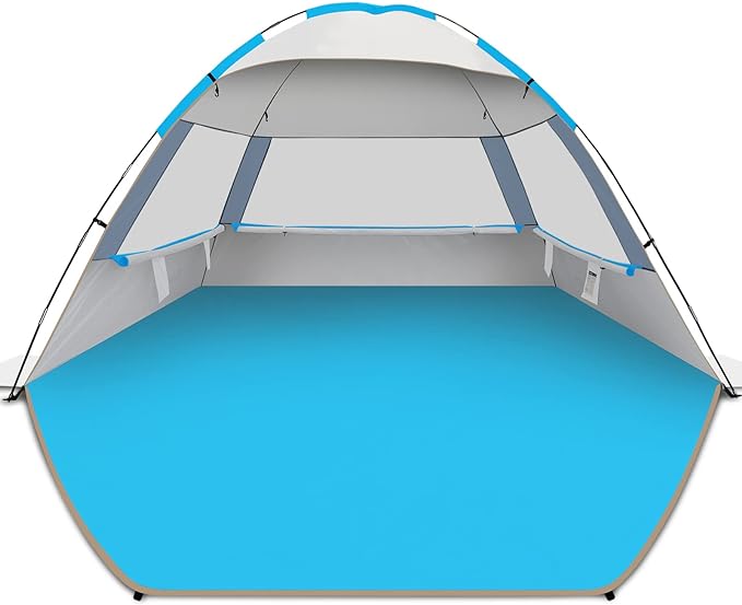 Gorich Beach Tent Sun Shelter for 3/4-5/6-7/8-10 Person with UPF 50+ UV Protection, Lightweight & Easy Setup Beach Shade Canopy, Portable Beach Shade Tent Beach Cabana