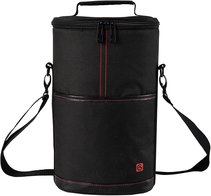 ALLCAMP 2 Bottle Wine Tote Carrier - Insulated Portable Padded Canvas Wine Bag for Travel, BYOB Restaurant, Wine Tasting, Party, Great Christmas Day Gift for Wine Lover,Black