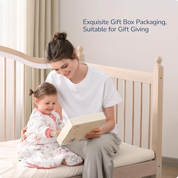 Baby Sleep Sack 6-12 Months, Cotton Detachable Long Sleeve Sleep Sack, 2.5 Tog Toddler Sleeping Sack with Temperature Strips, 2-Way Zipper Wearable Blankets for Newborns, Bunny