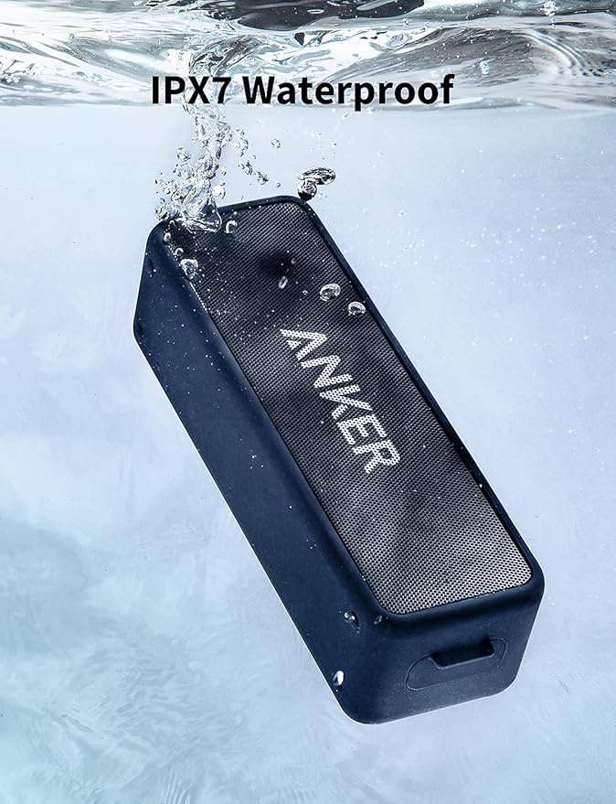 Anker Soundcore 2, 12W Dual-Driver, Portable Bluetooth Speakers for Daily Use, and Wireless, 24-Hour Playtime, IPX7 Water Resistant, Built in Mic, 66 ft Bluetooth Range- Navy Blue