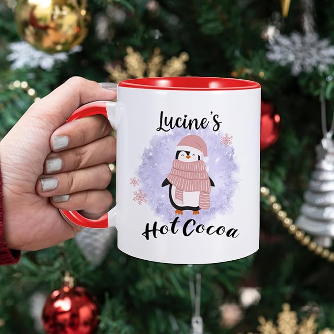 Custom Hot Cocoa Mugs Personalized Christmas Coffee Mugs with Name Customized Hot Chocolate Mug for Kids 11 oz Winter Holiday Cups Xmas Snowman Reindeer Mug Christmas Gifts for Family Boys Girls