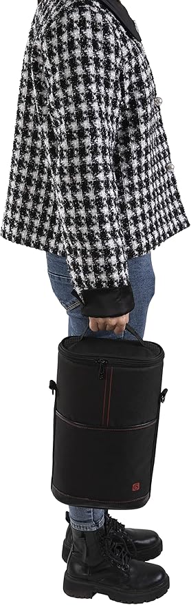 ALLCAMP 2 Bottle Wine Tote Carrier - Insulated Portable Padded Canvas Wine Bag for Travel, BYOB Restaurant, Wine Tasting, Party, Great Christmas Day Gift for Wine Lover,Black