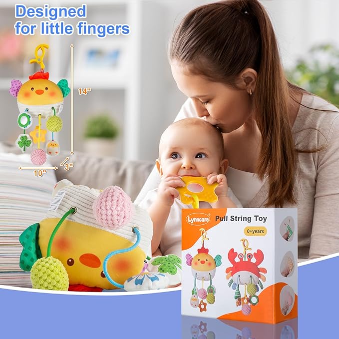 Car Seat Toy for Babies 0-6 Months, Stroller Toy with a Convenient clip, Carseat Toys Hanging Baby Accessories,Built-In Bell, Rattle,Squeaky,Mirror for infant,Babies Gift 0-3-6-12 months Boy Girl