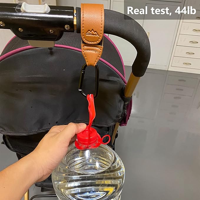 Baby Stroller Hooks Bag Hooks for Hanging Diaper Bags Multipurpose Hooks for Grocery Shopping Bags Premium Vegan Leather Pram Straps 2 Pcs (Black)