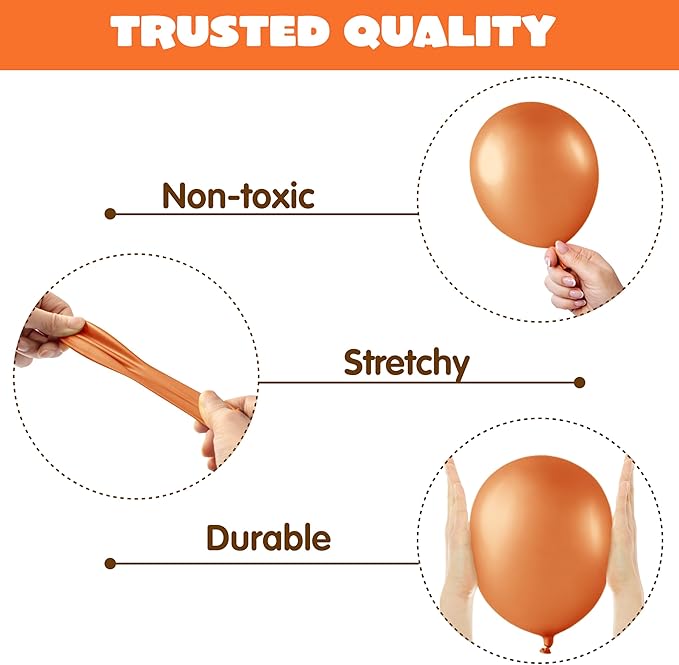 JOYIN 150 Pcs Orange Balloons, Different Sizes 18 12 10 5 Inch Orange Latex Balloon Arch Kit with Instruction for Birthday Party Graduation Wedding Holiday Decoration
