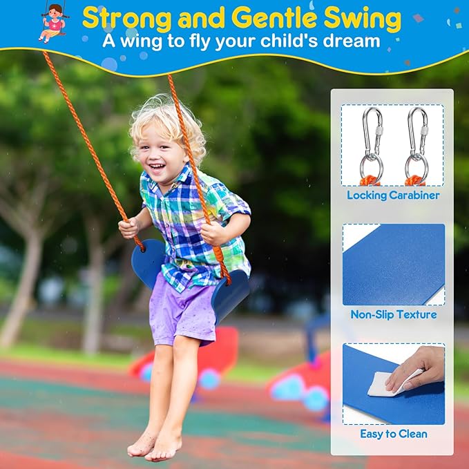 GIKPAL Swing Set with Stand for Kids, Outdoor Swing Sets for Backyard with 32 Saucer and 26.2" Seat, Heavy Duty Metal A-Frame Holds 440 lbs