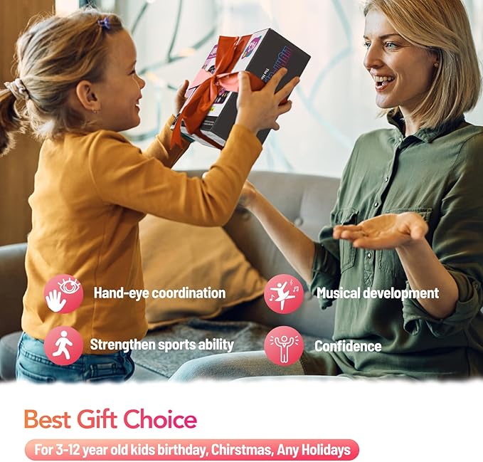 Dance Mat Toys for 3-12 Year Old Girls, 6-Button Kids Dance Mats Bluetooth Dance Pad, Light-up 6 Game Modes Dance Mat for Kids, Christmas/Birthday Gifts for 3-5 6 7 8 9 10+ Year Old Kid