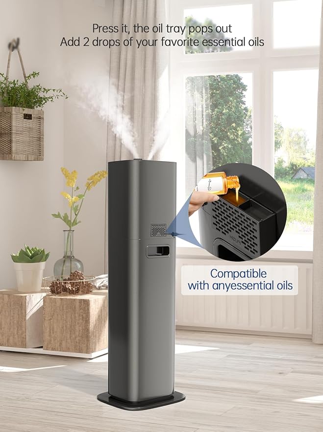 8L Smart Humidifier for Large Room Bedroom, Cover up to 505ftยฒ, Easy Top Fill, Remote & APP Control, Aroma Box, RGB Light, Last 48 Hours Suitable for Indoor Plant, Office, Home