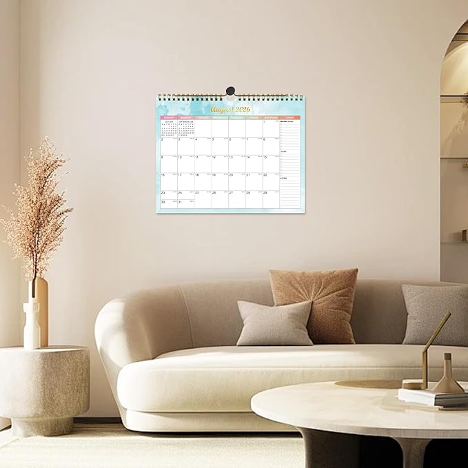 Calendar 2025-2027 22 Monthly Wall Calendar Runs from September 2025 until June 2027 Spiral Binding Hanging 11.5" x 14.7" Thick Paper with Julian Dates and Block for School Office(Colorful)