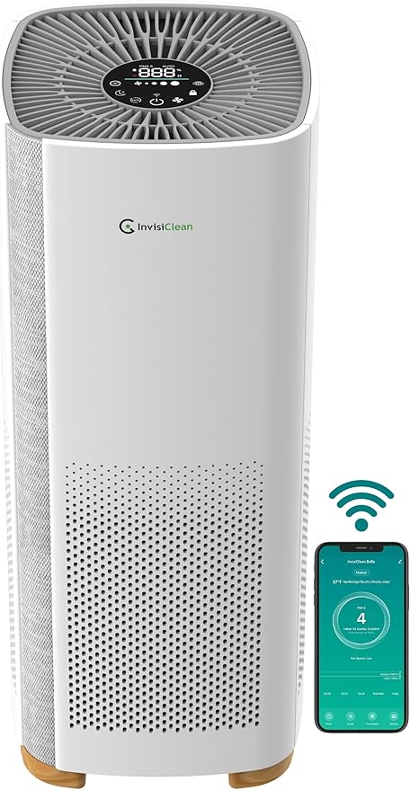Air Purifiers for Home, Large Room Covers 1500 FtΒ², H13 Medical Grade True HEPA Air Filter, Ideal for Allergies, Cat, Dog, Pet, Hair, Pollen, Smoke, Dust, Bedroom Air Filter, WiFi, InvisiClean Bella