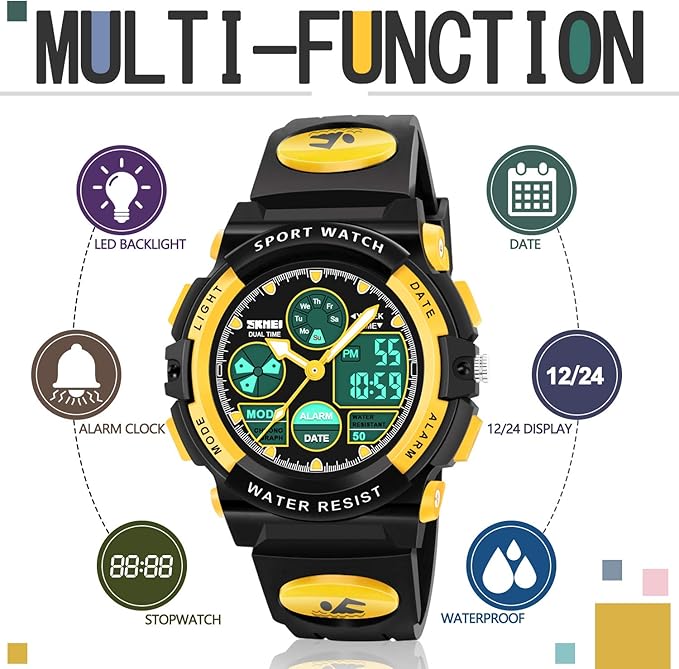 ATIMO LED Multi Function Waterproof Watch for Kids - Kids Gifts