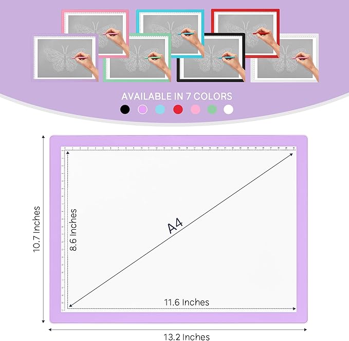 iVyne Corded Light Pad for Weeding Vinyl - A4 Light Box for Drawing - Light Board for Tracing - Light Box for Diamond Painting, Weeding Vinyl, Sketching, Tracing (Purple)