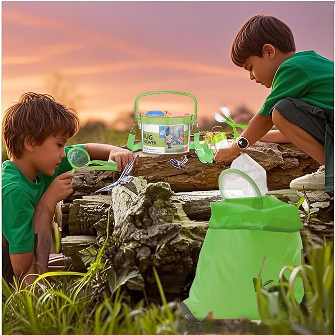 Bug Catcher for Kids - Outdoor Insect Catching Kit with Butterfly Net, Bug Box, and Storage Bag - Non-Toxic Educational Toys for Nature Exploration, for Boys & Girls Ages 3-12