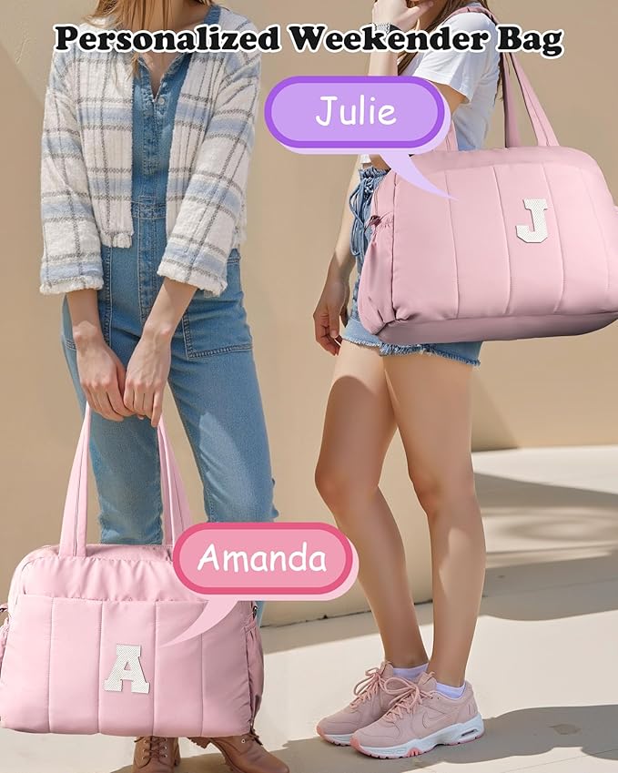 Gifts for Teenagers-Duffle Bag for Travel, Weekender Bags for Women,Initial Overnight Bag with Wet Pocket,Lightweight Travel Bags Personalized Gym Tote with Makeup Pouch