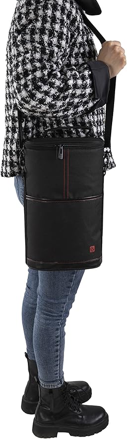 ALLCAMP 2 Bottle Wine Tote Carrier - Insulated Portable Padded Canvas Wine Bag for Travel, BYOB Restaurant, Wine Tasting, Party, Great Christmas Day Gift for Wine Lover,Black