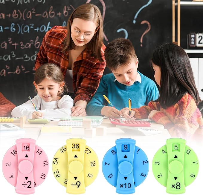 9 Pcs Math Fidget Spinners, Math Fidget Toy for Kids, Learn Multiplication and Division with The Math Spinners, Math Game for Home Classroom Prizes