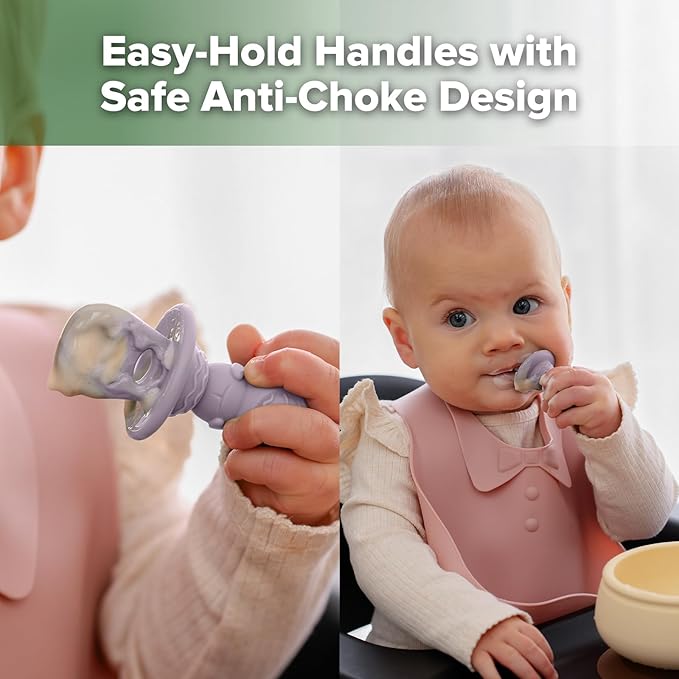 Haakaa Astronaut Beginner Silicone Cutlery Set β Toddler Spoons Self Feeding 6+Months, Baby Led Weaning Supplies, Easy Grip Toddler Utensils, Baby Feeding Essentials