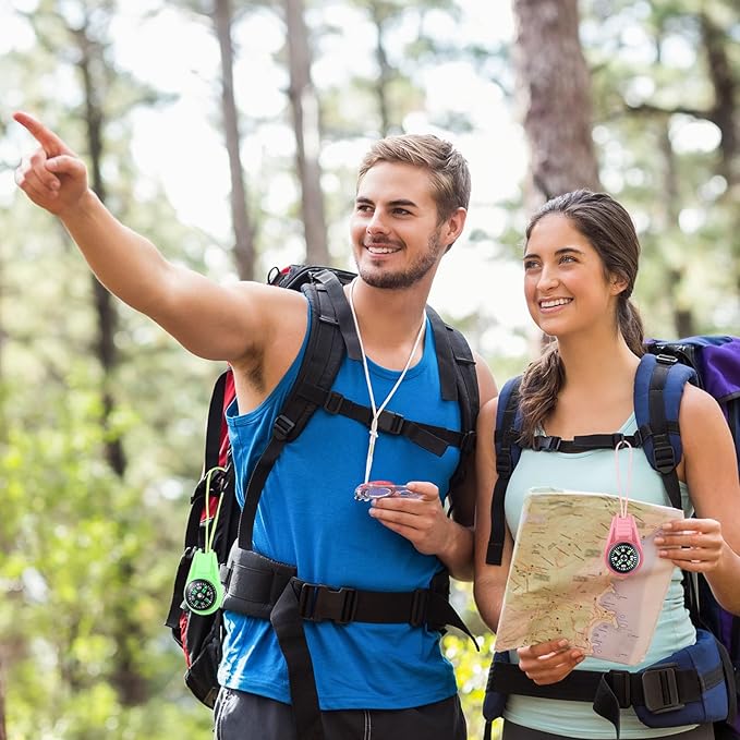 Compass for Kids Hiking and Survival Small Mini Pocket Compasses Keychain Lanyard Boy Scout Party Favor Toy Set, Bulk