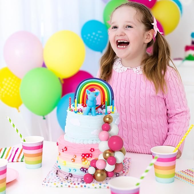 75 Pieces Cake Balls Topper Decorations Foam Cupcake Topper Mini Balloon Balls Cake Picks for Deco Birthday Party Wedding(Pink White Gold Series)